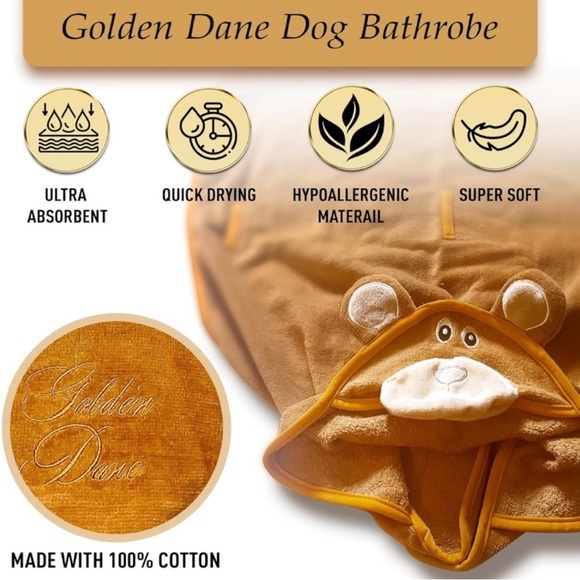Dog Bathrobe Golden Dane - 100% Cotton - Picture 6 of 6